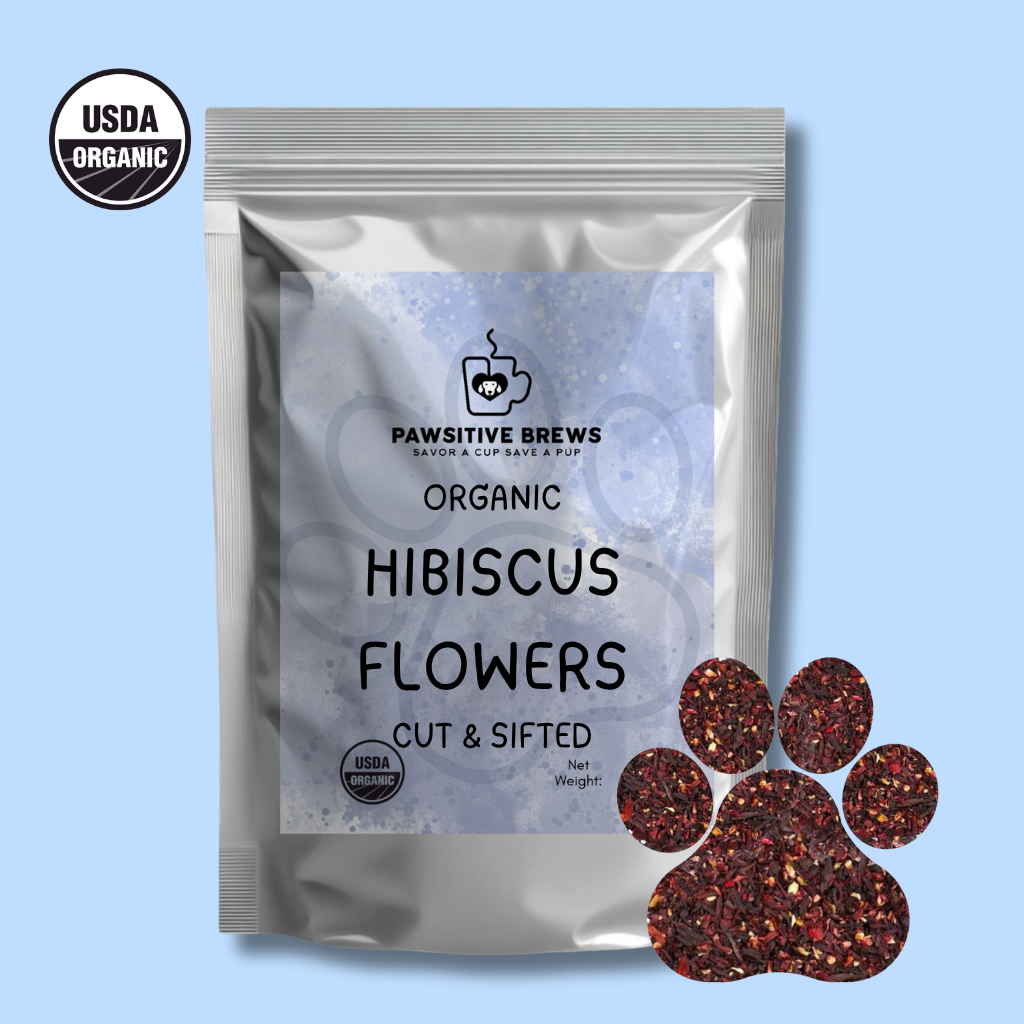 Organic hibiscus caffeine-free herbal tea by Pawsitive Brews
