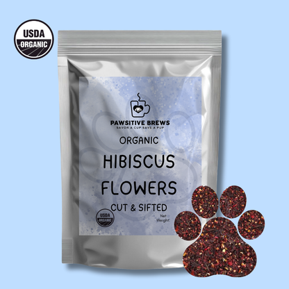 Organic hibiscus caffeine-free herbal tea by Pawsitive Brews