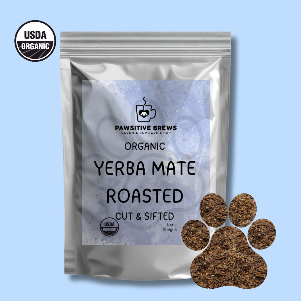 Organic yerba mate roasted aged bold energizing tea by Pawsitive Brews