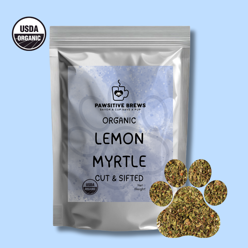 Organic lemon myrtle Australian citrus herbal tea by Pawsitive Brews