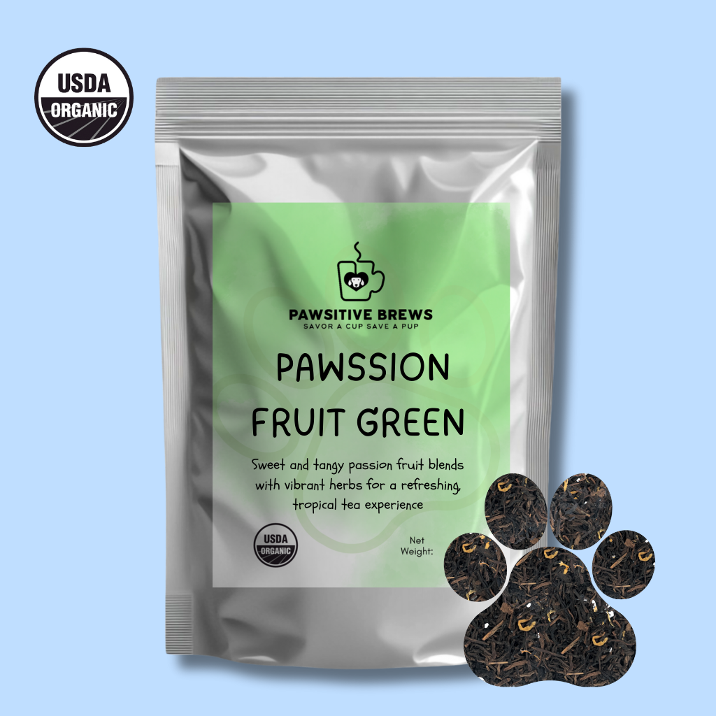 Pawssion Fruit Green tropical green tea blend by Pawsitive Brews